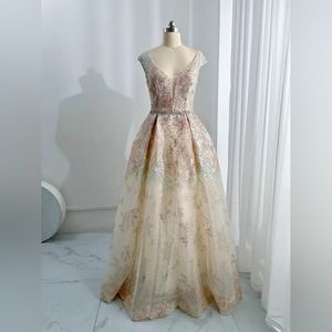 Fairy light orange pink gorgeous dress with big swing and fluffy